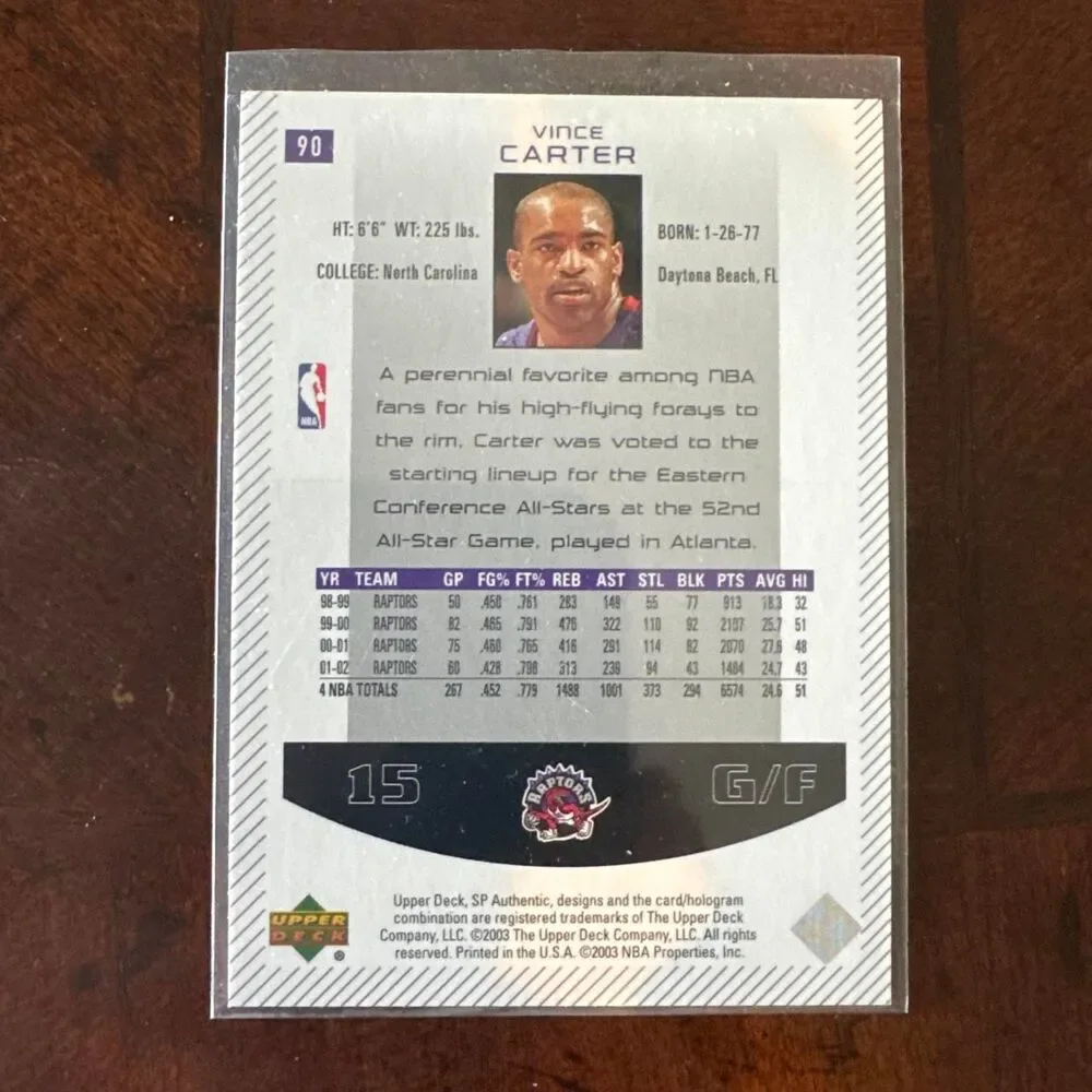 Upper Deck SP Authentic vince carter